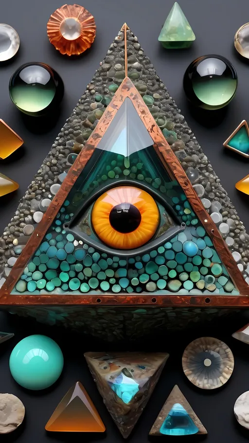 Prompt: an extremely hyper realistic ultra super textural weird trippy surreal psychedelic entity, Sierpinski tetrahedron, translucent, charcoal matte black, blown glass, iridescent finish, inlaid opal, glittering crystal accents, copper, patina, pyrite, quartz,, chrome, bright vivid greens, teals, oranges,  lots and lots of light, lots of crazy colorful compound psychedelic human eyes, rows of human teeth, human lips, tongues, fungus,  atoms, diatoms, diatomic, algae, bryozoans, Sierpinski tetrahedron, extreme high definition organic and mineral textures