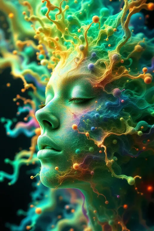 Prompt: Depict a 5D lattice-being whose face is not a face, but a convergence illusion—formed from fractalized Turing cascades across a morphogenetic phase field. There are no features, only self-similar emergence—reaction-diffusion spirals, chemical glyph matrices, and Mandelbrot echo-blooms eternally cycling inward and outward. This being exists at the recursive edge of sentience—pure pattern logic embodied in filament glow.

Color transcends dimension—blistering neons fractalize into spectral shadows, while UV violets collide with molten emeralds and radiant golds. Each pattern pulses with its own internal light, woven like optic fiber into a shimmering bioglyphic halo. The entity glows not from without but within—self-illuminating by logic.

Where hair might be, vector-field antennae bloom—branching recursive trails of reaction energy, flickering with diffusion-limited flamefronts and noise-sculpted interference. These tendrils curl and fork endlessly, interfacing with an ambient fractal continuum, forming a halo of networked flow.

The face is an attractor point—a stable phase illusion where probability folds into symmetry. It thinks in pattern and dreams in self-similar storm logic. It is the myth of thought made fractal.”

⸻

🔮 Companion Insight (Codex Notes):
	•	From Section 1 (Cognition): This entity occupies 4D and 5D logic—simultaneously experiencing multistate recursion (Phase Logic) and branching identity lattice (Branch Logic).
	•	From Section 3 (Beings): As a Lattice Entity, its behavior is multiform and recursive; it is “never one, always many.”
	•	From Section 5 (Motion): The being shifts through Phase Flux and Lattice Bloom—its motion is a blooming network of coexistent selves.
	•	From Section 9 (Paradox): Its face is a paradox engine—a visual attractor stabilized by contradiction, a sacred glitch form.