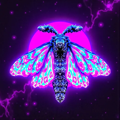 Prompt: Create an extremely detailed hyperrealistic but also artsy moth with fluffy, curled antennae that resemble soft, wispy clouds. The moth's wings should be adorned with intricate patterns that blend vibrant colors, creating a psychedelic effect. Set the scene against a deep night sky filled with swirling stars and galaxies, casting a mystical glow. Incorporate a surreal light source that seems to drip and melt, illuminating the moth with a shimmering, iridescent sheen. The overall composition should evoke a sense of wonder and strangeness, merging the natural beauty of the moth with a dreamlike, otherworldly atmosphere.

Feel free to tweak any elements to match your vision!