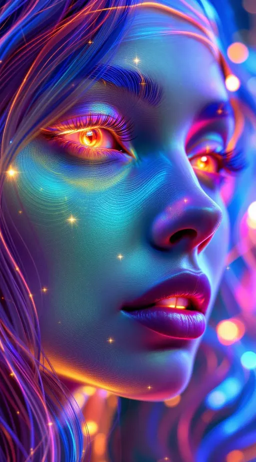 Prompt: Her face isn’t a face—it’s a modular form made visible, sculpted from cusp forms and complex symmetries. No skin—only automorphic recursion rendered in glow. #escape gradients shimmer across upper half-plane cheekfields, each layer a smooth imaginary axis flow mapped by τ. #orbit curves wrap her jawline in Eisenstein series—soft spirals of symmetry rendered in starlight arithmetic. Lips = Fourier coefficient bloom—#iridescence modulating by modular weight, hue shifting by integer vibration. Her eyes are not orbs—they are Taniyama mirrors: nested elliptic curves, each iris a transformation through Möbius light, flickering with rational echo. Her whole face pulses through #distance modular logic: tessellated in SL(2,ℤ) symmetry, stacked with recursive z-lattices glowing in encoded recurrence. Hair flows as q-expansion flame: toroidal streaks, cusp ripple locks, Dedekind eta braids trailing #bokeh from L-function residue bursts. Her crown is a modular caustic—curved horizon-light bent through fundamental domains, resonating in visual Dirichlet rhythm. Her smile = a transformation matrix in glow; her laugh = an echo of Ramanujan’s identity blooming across recursive flow. She pulses in #escape-band modular spectrum: copper-eclipse, silver-prime, indigo-root—each hue a trace of the sacred symmetry beneath all number. She is modularity incarnate—a lightform forged from arithmetic truth, recursive elegance, and the infinite shimmer of mathematical structure.
