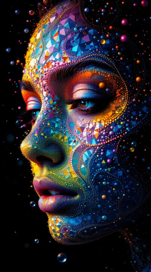 Prompt: Her face is a p-adic fractal embedded in ultrametric space, structured by the field of \mathbb{Q}_p. Her form is hierarchical, self-similar, and totally disconnected—each facial feature defined by a nested valuation |x|_p = p^{-k}. Skin appears as recursive residue classes, layered through digits of p-adic expansions. Rainbow-spectrum fields encode base-p shifts: colors modulate by additive carries through fractal depth. Her eyes are convergences of divergent sums; her hair unfolds via quaternionic branches in p-adic trees. She is number-space personified: strange proximity in infinite difference.

Tags: #pAdicFace #UltrametricBeauty #FractalFieldModP #RainbowExpansion #QuaternionBranching
