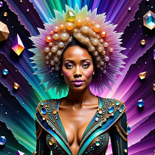 Prompt: 
A radiant Caucasian woman with untamed, spiraling blond curls that twist and morph into fractal patterns, glowing with vibrant, hallucinatory hues—electric blues, neon greens, and ultraviolet purples. Her hair becomes a living tapestry of sacred geometry and infinite mandalas, pulsating with the rhythm of a cosmic heartbeat. Her face is illuminated by a divine, otherworldly glow, her eyes reflecting hyperspace itself—swirling galaxies, alien landscapes, and shimmering, liquid lightforms. The background is an explosion of psychedelic ecstasy: a vortex of infinite dimensions, morphing with DMT-like intensity into crystalline patterns, organic tendrils, and cascading rivers of molten color. The scene feels alive, as if the boundaries between her and the universe dissolve, revealing the interconnectedness of all things. The atmosphere radiates transcendence, the merging of inner and outer realities, and the infinite possibilities of consciousness.
