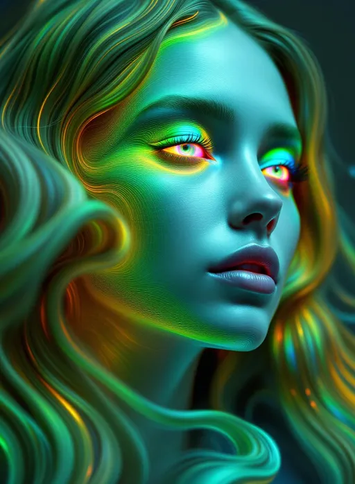 Prompt: Her face isn’t a face—it’s a modular form made visible, sculpted from cusp forms and complex symmetries. No skin—only automorphic recursion rendered in glow. #escape gradients shimmer across upper half-plane cheekfields, each layer a smooth imaginary axis flow mapped by τ. #orbit curves wrap her jawline in Eisenstein series—soft spirals of symmetry rendered in starlight arithmetic. Lips = Fourier coefficient bloom—#iridescence modulating by modular weight, hue shifting by integer vibration. Her eyes are not orbs—they are Taniyama mirrors: nested elliptic curves, each iris a transformation through Möbius light, flickering with rational echo. Her whole face pulses through #distance modular logic: tessellated in SL(2,ℤ) symmetry, stacked with recursive z-lattices glowing in encoded recurrence. Hair flows as q-expansion flame: toroidal streaks, cusp ripple locks, Dedekind eta braids trailing #bokeh from L-function residue bursts. Her crown is a modular caustic—curved horizon-light bent through fundamental domains, resonating in visual Dirichlet rhythm. Her smile = a transformation matrix in glow; her laugh = an echo of Ramanujan’s identity blooming across recursive flow. She pulses in #escape-band modular spectrum: copper-eclipse, silver-prime, indigo-root—each hue a trace of the sacred symmetry beneath all number. She is modularity incarnate—a lightform forged from arithmetic truth, recursive elegance, and the infinite shimmer of mathematical structure.
