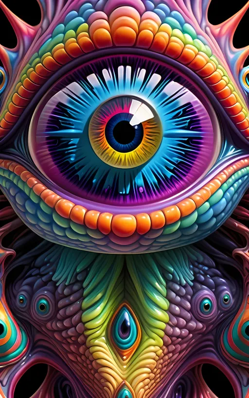 Prompt: Extreme psychedelic hyperrealism- Super high definition ultra textural multidimensional nonhumanoid crystal silicon noneuclidean geometric entity with crazy psychedelic bizarre eyes watching, looking, observing, psychedelic hallucination surrealism, psychedelic alien nonEuclidean geometry creature, multidimensional, detailed, highres, intense colors, eerie lighting, bizarre features, unsettling atmosphere, otherworldly, distorted proportions, mind-bending, dreamlike, abstract,, extremely textural high detailed psychedelic and metallic textures