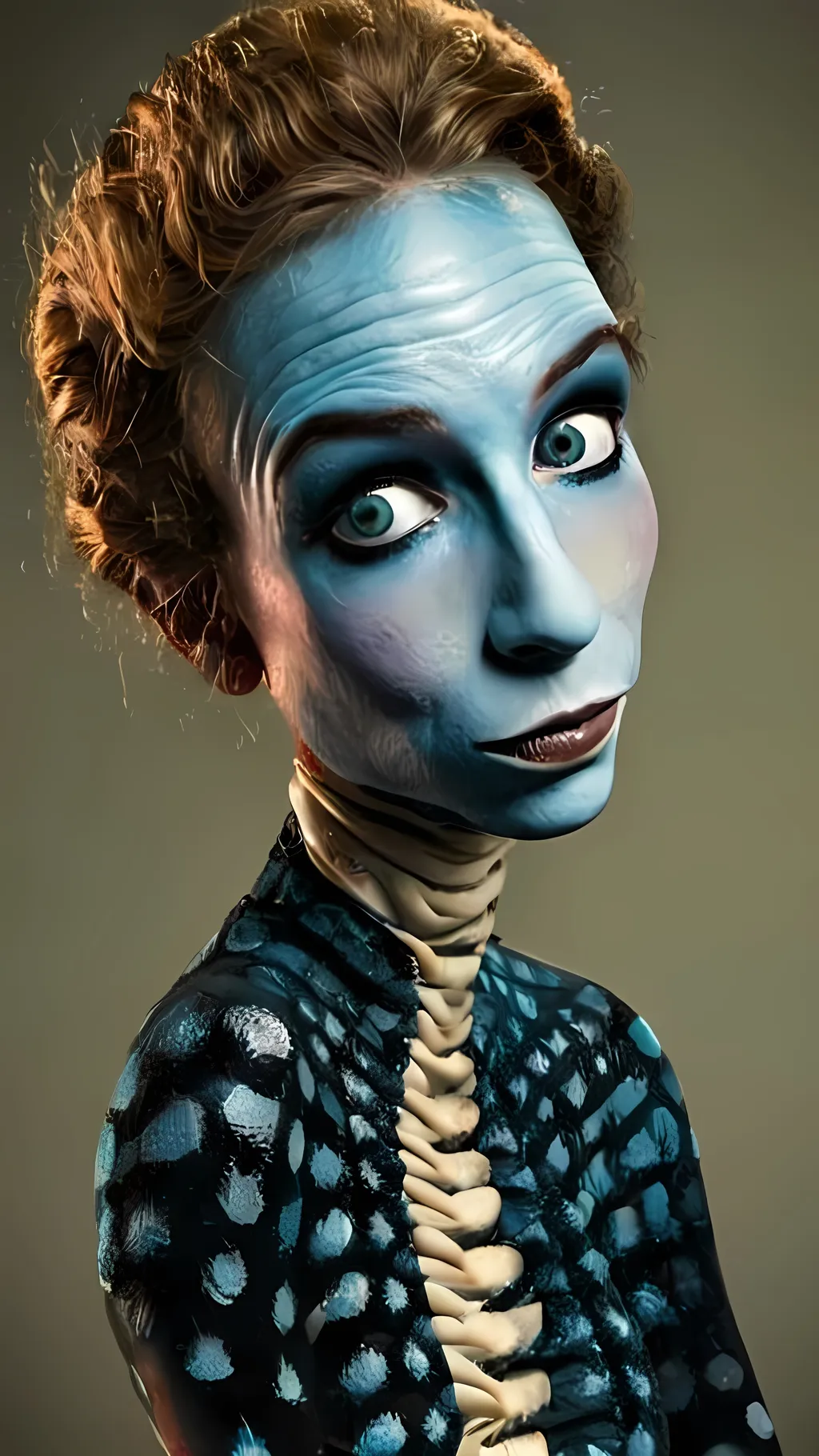 Prompt: Imagine a surreal portrait of yourself as a blue-skinned alien, inspired by the whimsical and grotesque style of Roland Topor. Your alien self has elongated limbs and exaggerated features, with large, expressive eyes that convey a sense of curiosity and mischief. The skin is a rich, cerulean blue with intricate patterns and textures, reminiscent of Topor's detailed line work. The background is a dreamlike landscape, filled with bizarre and otherworldly flora that seem to dance and sway. The overall composition is both unsettling and enchanting, capturing the essence of Topor's fantastical and absurd artistry. Key elements include surrealism, grotesque beauty, intricate patterns, and a whimsical alien world.