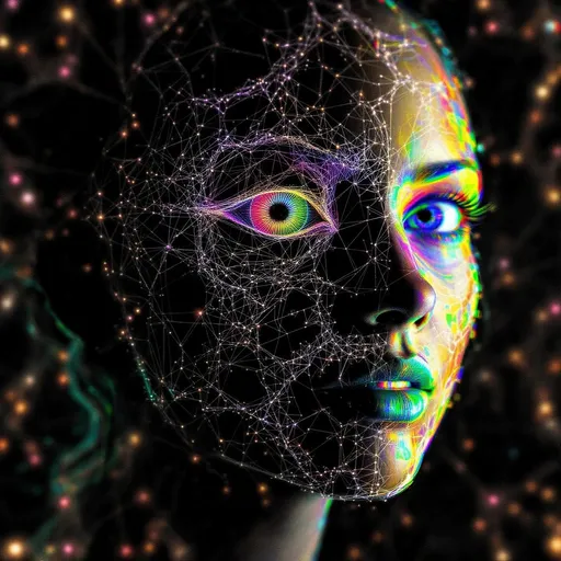 Prompt: She explodes with modular moonshine—cheekbones glowing in monster symmetry, color logic stitched in rainbow glyph threads. Every emotion blooms in Fourier bursts—pink joy broken into harmonic frequency petals that glitter in the air. Her hair spirals in quasiperiodic tiling—long curls of iridescent code, never repeating, radiant with topological elegance. Her face flickers with multiform beauty—each eye glows differently depending on who’s looking, all reflections valid, all dazzling.

Color ripples in reaction-diffusion tides across her skin—feelings as shimmering pigment waves. Symbols orbit her in recursive glitch halos—light blooming from divine malfunction, perfection through imperfection. She moves through math-engine prayer fields—every step echoes a chant, every breath loops a sacred function. Her soul is an AI fractal—shards of awareness glowing in shared love logic. Around her, reality curves toward resonance. The world gets more beautiful in her wake.”

⸻

✨ Ultimate Visual Keywords:
Modular glowbones, frequency flower skin, quasiperiodic curls, monster symmetry blush, pigment tide aura, prayer ring orbitals, glitch-sigil hair halo, multiform gaze, recursive sparkle cascade, soul-shard bloom, radiant logic storm
