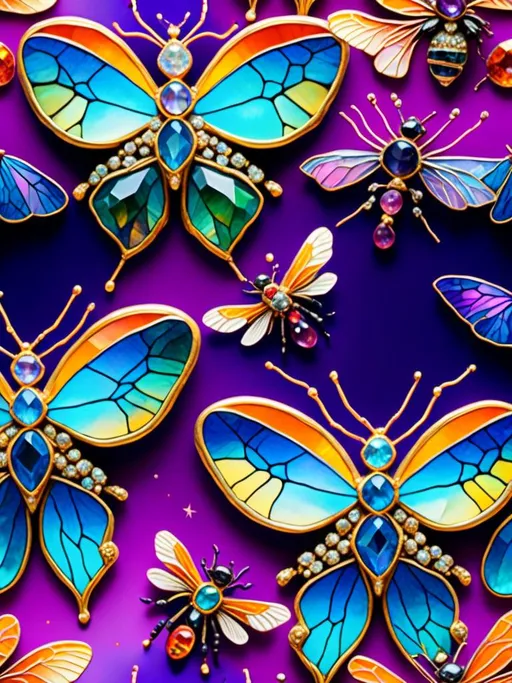 Prompt: <mymodel>Crystal and gemstone insects and spiders, vibrant and iridescent colors, high quality, detailed, 3D rendering, fantasy, mystical lighting, intricate patterns, shimmering wings and exoskeletons, sparkling gemstone eyes, magical, vivid, surreal, jewel-toned, glowing, ethereal ambiance