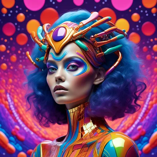 Prompt: <mymodel>High-quality 3D rendering of an extraterrestrial female, vibrant and colorful makeup, futuristic alien high fashion, ads-automotive style, alien goddess, detailed skin texture, otherworldly beauty, vibrant colors, cosmic makeup, holographic clothing, sleek design, professional lighting, sci-fi, highres, ultra-detailed, futuristic, vibrant tones, cosmic lighting