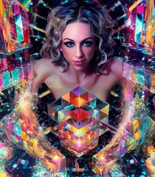 Prompt: Psychedelic hypercube tesseracts undulating in the ether, multidimensional tesseract, interdimensional geometric shape, vibrant and surreal colors, high definition, digital art, abstract, iridescent lighting, morphing and shifting, mind-bending visuals, kaleidoscopic patterns