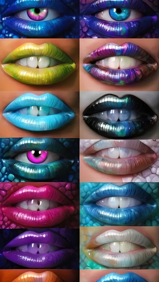 Prompt: Create an extremely hyper-realistic, ultra super textural, weird, trippy, surreal, psychedelic eyes/teeth/mouth pattern/design based on Mandelbrot & “Op Art tiling” with lots of human eyes (crazy colorful compound psychedelic), rows of human teeth, human lips, and tongues. 

- **Colors**: determined by the properties and expressions of the elements (& their isotopes), minerals, and metals: opal, moonstone, Kunzite, selenite, rose quartz, Platinum (Pt)

**Shapes and forms**
- Mandelbrot 
- "Op Art tiling" 
-other shapes determined by the natural properties and expressions of the elements (& their isotopes), minerals, metals, and biological organisms: opal, moonstone, Kunzite, selenite, rose quartz,  Platinum (Pt)


- **Textures**: Derived from any/all elements (& their isotopes), minerals, metals, crystals, organic things mentioned in this prompt: opal, moonstone, Kunzite, selenite, rose quartz, Platinum (Pt)

**Composition and Layout**:
- a pattern/design based on the Op Art tiling & Mandelbrot 

**Lighting**:
- lots of bright light
- Iridescence
- Aventurescence
- Chatoyancy
- Asterism

**Detail and Atmosphere**:
- Extreme hyperrealistic sharp high detail high definition organic and mineral textures
- Psychedelic, weird, odd, surreal atmosphere
- Frozen in time

**Additional Elements**:
- extra rows of teeth, lips, many eyes, Op Art tiling, Mandelbrot, Iridescence
