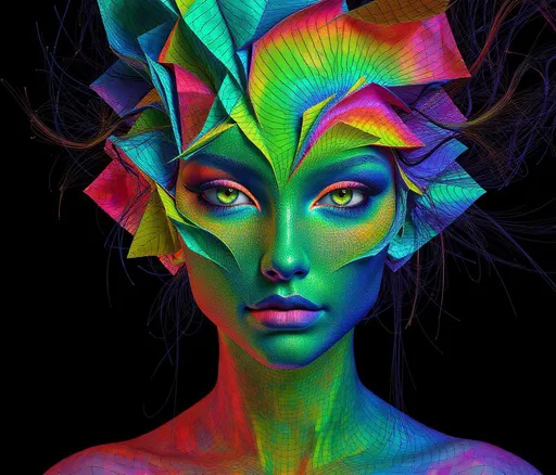 Prompt: Her face is a hypersurface of constant topological type within a foliated 4-manifold. Each feature a leaf in the foliation \mathcal{F}, the structure defined by differential forms on TM. Her expression arises from holonomy flows—eyes trace monodromy paths between sheets of geometry. The rainbow glimmer of her skin is not pigment, but leafwise spectral curvature, light diffracted along tangent bundles. Her hair emanates from quaternion foliation vector fields, warping across normal bundle directions. She is the lamination of form—face distributed across layered worlds.

Tags: #FoliationFace #4ManifoldLayers #LeafwiseLight #QuaternionFieldFlow #RainbowGeometry
