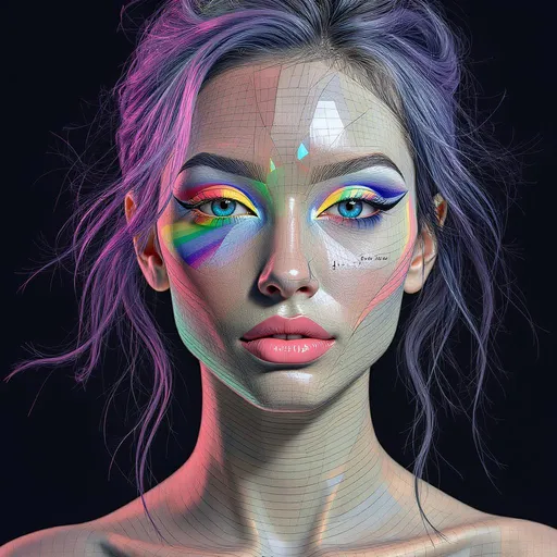 Prompt: Her face emerges in tropical space: geometry reimagined through min-plus algebra. Her features are convex hulls in ℝ² under tropical addition a \oplus b = \min(a, b), and multiplication a \otimes b = a + b. Cheeks become piecewise-linear terraces; her nose, a tropical line intersecting infinity. Rainbow light is refracted via valuation maps from algebraic curves, forming spectral prisms on her face’s ridged geometry. Hair trails through quaternion-tropical dual spaces. Her eyes? Intersections of Newton polygons and attractor paths. She is math made discrete: elegance in broken slope.

Tags: #TropicalGeometry #MinPlusFace #PiecewiseRainbow #FractalPolygons #QuaternionDuality
