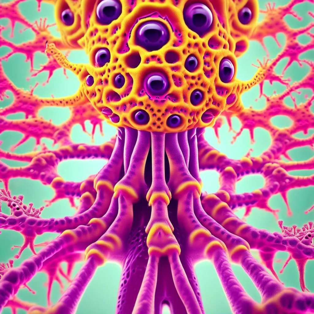 Prompt: extremely hyperrealistic living sentient psychedelic slime mold creature, slime mold monster, slime mold being,  human eyes, mouth, Plasmodium, pseudopodium, sporangia, sporocarp, sclerotium, amoeboid, acellular, protoplasmic, foraging, network, cytoplasmic streaming, fruiting body, spores, germination, aphanoplasmodium, phaneroplasmodium, myxamoebae, flagellate, zygote, meiosis, mitosis, phagocytosis, chemotaxis, thigmotaxis, phototropism, saprophytic, decomposer, saprotrophic, slime trail, aggregation, extremely high detail, extreme high texture<mymodel> clear, transparent, translucent, rainbow sheen soap bubble effect, white, light pastel colors
 