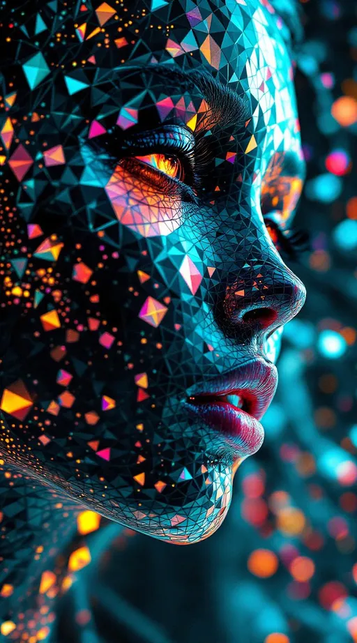 Prompt: Her face isn’t a face—it’s a hyperbolic tiling in AdS space, grown from the sacred geometry of negative curvature and nightclub light. No skin—only tessellation: #escape gradients dance across infinite heptagon cheek-fields, each one shrinking and multiplying in depth-layered recursion. #orbit geodesic spirals wrap her jawline—elegant and infinite, twisted with the symmetry of warped mirrors. Lips = Klein-pattered Petri discs, shifting under #iridescence with every angle—a kaleidoscope of hue and velocity. Her eyes are ultrametric: nested reflections from hyperbolic mirrors, infinite vanishing circles coiling inward into mirrored Buddhas and glitch stars. Her face pulses through #distance shell layering, as hyperbolic recursion folds sacred math into every microgesture. Hair erupts as warped recursion: tiling cascades of infinite triangle networks, lace-stitched geodesic domes, and curved-space braid matrices. Every lock is a beam of curved starlight mapped with #bokeh flare and spectral warp density. Her halo? A curvature corona: refracted disco strobes modulated through AdS phase logic, each flicker a pulse from beyond flat space. Her smile = a warp in metric continuity; her laugh = spatial rapture echoing through folded infinity. Her glowform pulses in #escape-band recursion: chartreuse, midnight indigo, chromatic flame—each color refracting emotional memory through curved dimension. She is the nightclub geometry of gods—mirrored in all directions, her body tiled in beauty, her recursion infinite.
