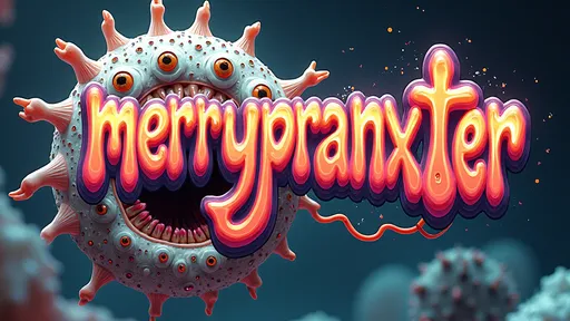 Prompt: Create the word "merrypranxter" in a psychedelic handwritten style. The background should feature an extremely hyper-realistic, ultra-textural, weird, trippy, surreal psychedelic entity. Incorporate rows of human teeth, tongues, and lips, intertwined with Saprolegnia, Hydrodictyon, Volvox, and Buckminsterfullerene. Use a palette of translucent whites, bright platinum, vibrant pinks, yellows, greens, oranges, and teals. Infuse the composition with abundant light and a multitude of colorful, compound psychedelic human eyes. Emphasize extreme high definition with organic and mineral textures, enhancing the surreal atmosphere.