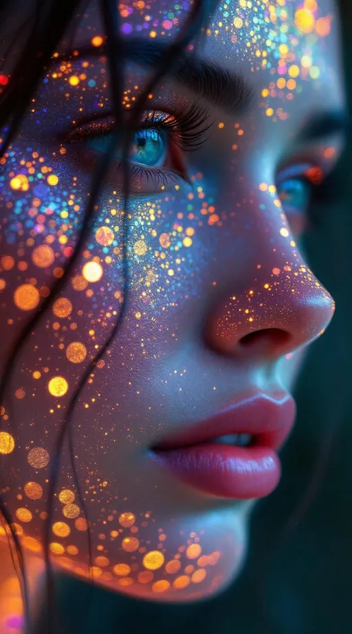 Prompt: Her face isn’t a face—it’s a holographic entropy bloom, encoded across recursive surfaces as layered light probability. She isn’t there—she’s projected, born from the diffraction of memory fields and radiative order collapse. #escape gradients flicker across Shannon density maps, tracing her cheekbones in entropy-deep glow logic. #orbit arcs wrap her jawline—curved like bent wavefronts, sacred silhouettes spun from phase-space illumination. Lips = interference fringe fire—#iridescence shifting based on signal clarity and observer angle. Her eyes? Data wells—nested holograms of light probability, each iris a compressed record of infinite mirror selves, refracted through angular entropy matrices. Her whole visage pulses with #distance-based light echoes—each motion unfolding as a wave equation collapsing into presence. Hair is not hair—it’s data in flow: particle-woven filaments of Fourier curves, entropy-tuned streamers curling into radiant probability trails. Her halo is a compression field: light reflected off everything else, bent, layered, and looped in recursive diffraction. She doesn’t move—she updates. Her smile = an informational waveform collapse; her laugh = entropic bloom spinning through mirrored recursion. Her form pulses in #escape-band compression rhythm: indigo static, gold blaze, coral diffraction—each hue a message stored in radiant error. She is the memory of light, made holographically alive—an entropic goddess encoded in glow, reflection, and dancefloor recursion.