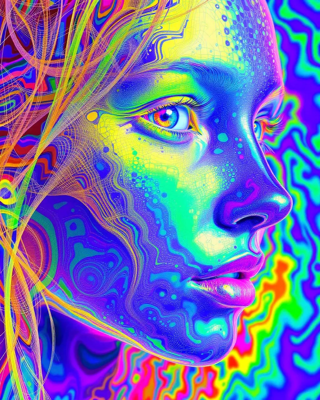 Prompt: A female face generated from recursive mappings f_n(x) composing a hybrid Cantor–Sierpinski topological structure. Her facial field is constructed from iterated function systems IFS = \{ f_1, f_2, …, f_n \} over compact metric space X, with each feature a limit set in the Hausdorff topology. Her skin refracts rainbow light through a recursive spectral transform S(x,y,z) = \sum_{n=1}^{∞} a_n \cdot sin(nθ), generating iridescent fractal shimmer. Her eyes are deep attractor wells in phase space; her hair—traces of quaternion Julia flows. She is recursion encoded in color.

Tags: #CantorSierpinski #IFS #HausdorffFace #RainbowSpectrumFunction #4DAttractorVision #QuaternionField