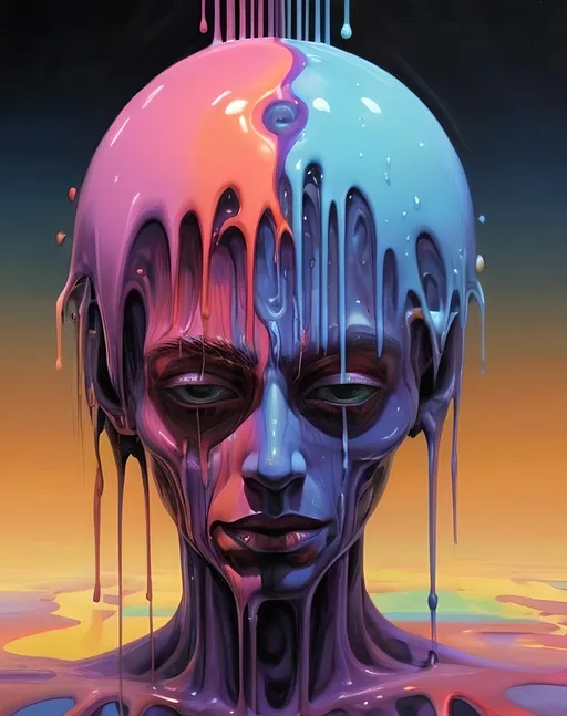 Prompt: Psychedelic hallucination of reality melting, ego death, melty, melting, drippy, drips dripping, Ooze