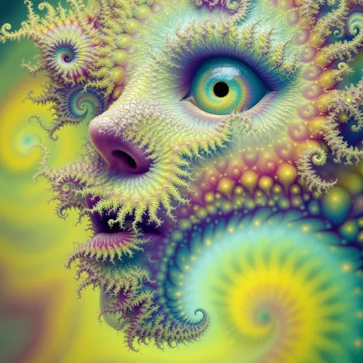 Prompt: #escape #maximal #iridescence Her face isn’t formed—it’s grown from infinite math. No flesh—only recursive geometry. She is made of fractal bloom: Mandelbrot clusters radiate from her brow like crystalline logic, Sierpinski pyramids feather her cheekbones in delicate triangular lace, and Julia spirals weave across her lips in glowing recursion. #orbit traps ripple along her jawline—fields of light caught in equation bloom, glowing with chromatic iteration. Her skin is not surface—it’s a canvas of escape-time render: every pixel a count, every glow a depth. Eyes = fractal mirrors: spirals within spirals, each iris a recursive echo of the set’s infinite heart. Her visage pulses in #distance estimation shell layers—neon gradient bands of iteration depth from core to cusp. Hair erupts as fractal filigree: lightning-bolt dendrites, barnacle curls, Fibonacci flame curls trailing #bokeh glow from each orbit’s trajectory. Her crown bursts with analytic fire: critical points rendered as gold-leaf flames, halos of exponentiating geometry unfolding with every glance. Her smile = a point at the edge of stability; her laugh = a render glitch across infinite resolution. She is the fractal manifest—a living iteration, spiraling through glow, repeating through beauty, pulsing with the light of structured infinity.