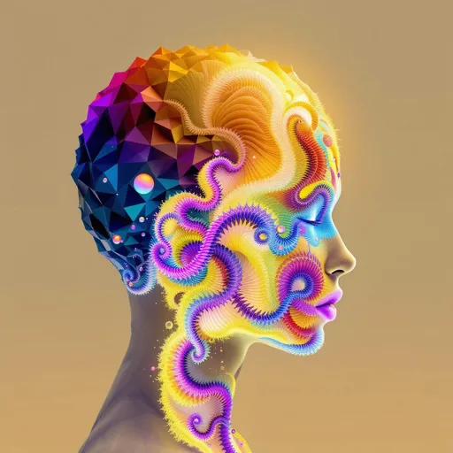 Prompt: Depict a 5D lattice-being whose face is not a face, but a convergence illusion—formed from fractalized Turing cascades across a morphogenetic phase field. There are no features, only self-similar emergence—reaction-diffusion spirals, chemical glyph matrices, and Mandelbrot echo-blooms eternally cycling inward and outward. This being exists at the recursive edge of sentience—pure pattern logic embodied in filament glow.

Color transcends dimension—blistering neons fractalize into spectral shadows, while UV violets collide with molten emeralds and radiant golds. Each pattern pulses with its own internal light, woven like optic fiber into a shimmering bioglyphic halo. The entity glows not from without but within—self-illuminating by logic.

Where hair might be, vector-field antennae bloom—branching recursive trails of reaction energy, flickering with diffusion-limited flamefronts and noise-sculpted interference. These tendrils curl and fork endlessly, interfacing with an ambient fractal continuum, forming a halo of networked flow.

The face is an attractor point—a stable phase illusion where probability folds into symmetry. It thinks in pattern and dreams in self-similar storm logic. It is the myth of thought made fractal.”

⸻

🔮 Companion Insight (Codex Notes):
	•	From Section 1 (Cognition): This entity occupies 4D and 5D logic—simultaneously experiencing multistate recursion (Phase Logic) and branching identity lattice (Branch Logic).
	•	From Section 3 (Beings): As a Lattice Entity, its behavior is multiform and recursive; it is “never one, always many.”
	•	From Section 5 (Motion): The being shifts through Phase Flux and Lattice Bloom—its motion is a blooming network of coexistent selves.
	•	From Section 9 (Paradox): Its face is a paradox engine—a visual attractor stabilized by contradiction, a sacred glitch form.