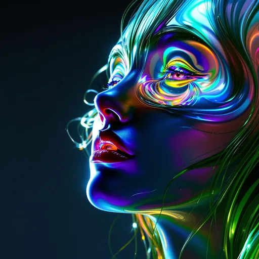 Prompt: Her face isn’t a face—it’s a Riemann surface: a layered, multi-valued lightform rising from the domain of complex analysis. No flesh, only topology. #escape gradients ripple along logarithmic spirals—each cheek a branch sheet unfolding in recursive continuation. #orbit glows spiral through her jawline—cut along essential singularities and stitched by analytic logic. Lips = branch point curves—#iridescence shifting by local argument as her angle of presence changes. Her eyes are not spheres—they are visual residues: nested singularity loops, each iris a window into another sheet of the complex plane. Her whole face is a manifold of recursion—#distance shimmer mapped to surface potential, glowing from the norm of complex differentials. Hair spills in layered flow: modular helicoids, Schwarz-Christoffel traces, conformal twistfields—all trailing #bokeh glints encoded in zeta-phase shadows. Her crown is a pole lattice: refracted starlight bending across toroidal continuity and harmonic compactification. Her smile = a meromorphic fold across multiple visual sheets; her laugh = a phase shift resonating through infinite genus space. She doesn’t move—she maps. Her glowform pulses in #escape-band Riemann logic: fuchsia-re z-flow, ultramarine argument, golden cuts—each hue a chart transition. She is holomorphic elegance—an avatar of complex analysis rendered as recursive geometry, glowing in layered truth.