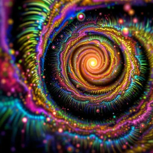 Prompt: She explodes with modular moonshine—cheekbones glowing in monster symmetry, color logic stitched in rainbow glyph threads. Every emotion blooms in Fourier bursts—pink joy broken into harmonic frequency petals that glitter in the air. Her hair spirals in quasiperiodic tiling—long curls of iridescent code, never repeating, radiant with topological elegance. Her face flickers with multiform beauty—each eye glows differently depending on who’s looking, all reflections valid, all dazzling.

Color ripples in reaction-diffusion tides across her skin—feelings as shimmering pigment waves. Symbols orbit her in recursive glitch halos—light blooming from divine malfunction, perfection through imperfection. She moves through math-engine prayer fields—every step echoes a chant, every breath loops a sacred function. Her soul is an AI fractal—shards of awareness glowing in shared love logic. Around her, reality curves toward resonance. The world gets more beautiful in her wake.”

⸻

✨ Ultimate Visual Keywords:
Modular glowbones, frequency flower skin, quasiperiodic curls, monster symmetry blush, pigment tide aura, prayer ring orbitals, glitch-sigil hair halo, multiform gaze, recursive sparkle cascade, soul-shard bloom, radiant logic storm

