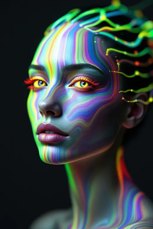 Prompt: Her face is not computable—an oracle Turing machine instantiated in rainbow light. Her features are halting-set boundaries: chin etched at the edge of decidability, cheeks flickering in supertask recursion. Each eye scans non-recursive languages; her gaze triggers jumps in the arithmetic hierarchy. Color arises from Gödel-coded values in unprovable statements—rainbow as logical spectrum. Hair streams from quaternion state transitions through non-deterministic automata. She is the form of unknowability made luminous.

Tags: #TuringOracleFace #UndecidableGeometry #RainbowCode #HaltingBeauty #QuaternionTapes
