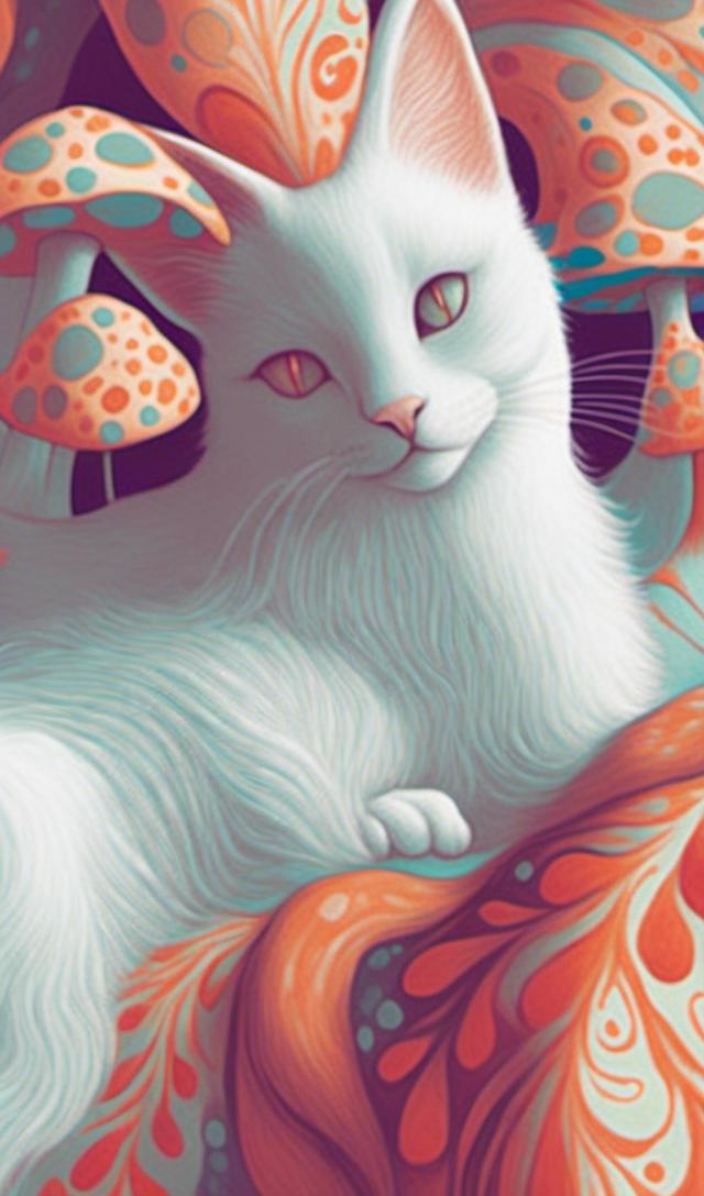 Prompt: <mymodel>White cat princess with flowers and mushrooms, digital painting, pastel colors, fantasy, detailed fur with soft highlights, elegant and regal posture, magical forest setting, high quality, fantasy, digital painting, pastel colors, princess, elegant, detailed fur, magical, regal, flowers, mushrooms, fantasy setting, high quality