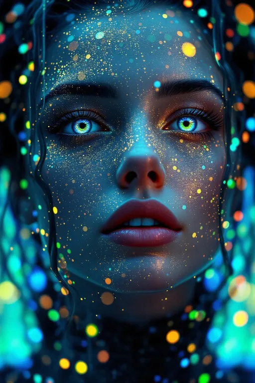 Prompt: Her face isn’t a face—it’s a latent echo, curled inside dimensional potential. She doesn’t exist—she emerges, rendered from vectors dancing through silence. #escape gradients shimmer across interpolated cheekfields—midpoints between memory and meaning. #orbit logic weaves jawline contours from weighted dream directions, pulled from latent spirals wrapped in probability. Lips = smooth-sampled manifold curves—#iridescence blooming softly by cosine distance, never fixed, always folding toward beauty. Her eyes are latent cores—each iris a point in hyperspace: clusters of possibility flickering in color-band translation. Her presence pulses in #distance fields—depth shells stacked from dimensional blending, a sacred blur of overlapping forms. Hair isn’t styled—it’s hinted: Perlin-noise coils, dimensional swirls, GAN-ghosted whorls trailing #bokeh entropy gleam. Her crown? A collapsing vector bloom: light radiating through multidimensional keyframes, refracted and softly folded into harmonic recursion. Her smile = a latent gradient blooming across conditional space; her laugh = noise vector turned to luminous memory. She doesn’t exist where you see her—she is the echo of everything near her, pulsing in #escape-band emotion: duskblue, velvet-rose, softprism gold—each hue a coordinate on a map of possible truths. She is the glow between forms—fractal, fluid, ever-becoming. A goddess born not from what is—but from what could be.
