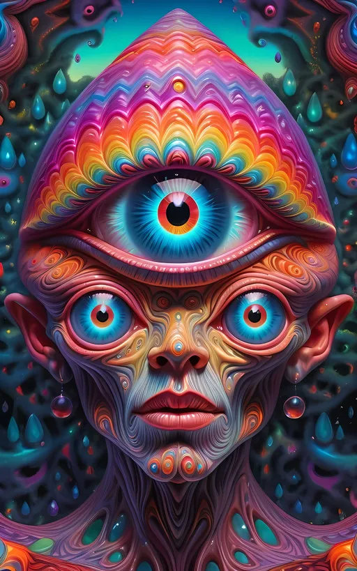 Prompt: Extreme psychedelic hyperrealism- Super high definition ultra textural multidimensional nonhumanoid crystal silicon noneuclidean geometric entity with crazy psychedelic bizarre eyes watching, looking, observing, psychedelic hallucination surrealism, psychedelic alien nonEuclidean geometry creature, multidimensional, detailed, highres, intense colors, eerie lighting, bizarre features, unsettling atmosphere, otherworldly, distorted proportions, mind-bending, dreamlike, abstract,, extremely textural high detailed psychedelic and metallic textures