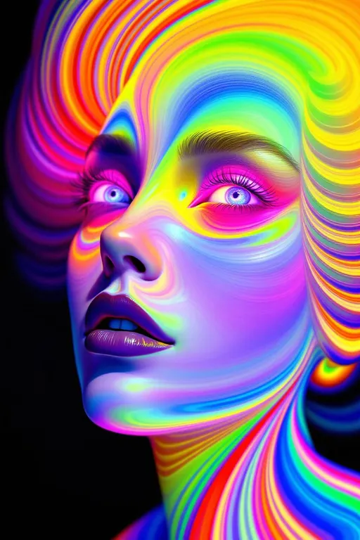Prompt: A female face defined by a Möbius surface embedded in ℝ³, with her geometry generated by a non-orientable mapping M: S^1 \to ℝ^3 with twist parameter θ = π. Her facial topology loops in on itself—eyes emerge at the inversion point, forming twisted fixed sets. The rainbow-spectrum flows along her non-orientable surface as a scalar field L(x,y,z) = sin(θ) \cdot cos(φ) \cdot R(t), where R(t) is a recursive fractal refraction sequence. Her hair radiates from quaternionic rotation groups Q_8, and her gaze encodes 4D attractor basins. She is chromatic contradiction wrapped in infinite twist.

Tags: #Mobius #NonOrientableManifold #FractalField #QuaternionSpin #ProjectionGlow #RainbowTwist