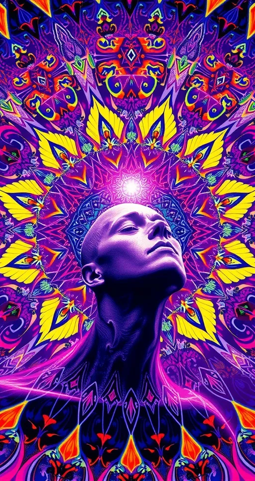 Prompt: dmt realm, human experiencing DMT, dmt entity, psychedelic DMT hallucinations, breakthrough, Gotcha! Here you go: kaleidoscopic, fractals, geometric patterns, neon colors, iridescent hues, sacred geometry, mandalas, entities, hyperspace, cosmic artistry, telepathic communication, vibrant, swirling, morphing, hyper-real, alternate dimension, intricate designs, visual symphony, ethereal, transcendent, otherworldly, luminous, shimmering, pulsating, infinite, timeless, interconnected, energetic, mystical, surreal, profound, mind-bending, celestial, astral, vivid, intense, immersive, expansive, transformative, euphoric, visionary, enchanted, dreamlike, awe-inspiring.