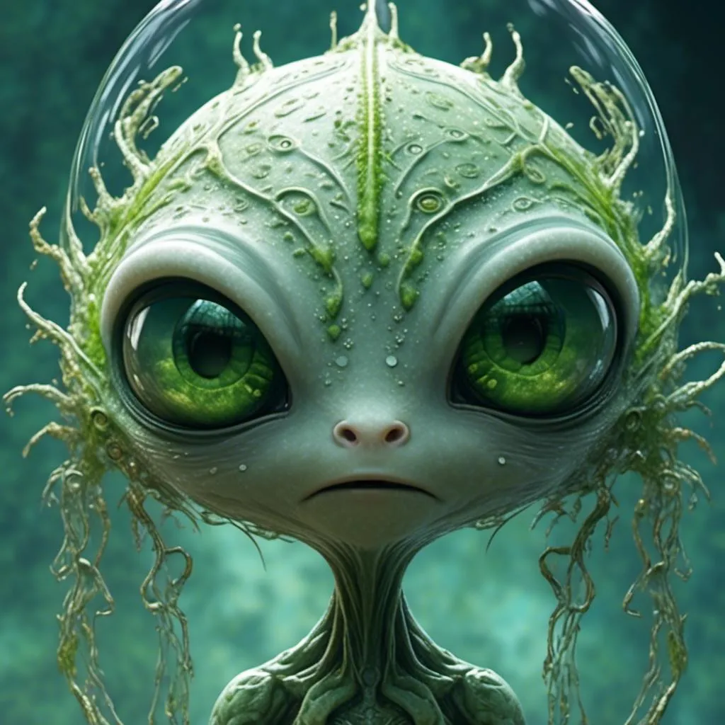 Prompt: <mymodel> Extremely hyperrealistic alien, little green man, extraterrestrial, trippy, crop circles, ufo, spaceship, surreal, odd, weird, unsettling, multidimensional,  outer space, alien planet, asteroids, small humanoid figure with smooth green skin, big head, almond shaped solid black eyes, retrofuturistic, , translucent, silver, white, gray, ultra textural, ufo, flying saucer, green, pink, orange, yellow, silver metallic, spaceship, led lights, futuristic