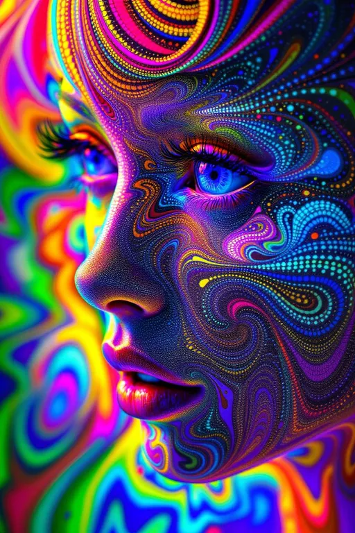Prompt: Her face is a projection of a 6D Calabi–Yau manifold compactified over ℝ^3, her features unfolding from complex Kähler geometry. Each facial contour corresponds to solutions of a Ricci-flat metric R_{μν} = 0, expressed in rainbow-harmonic maps. Color and form derive from holomorphic coordinate fields z^i = x^i + i y^i, modulated by recursive chromatic functions. Her skin is light folded through mirror symmetry. Hair spirals with quaternionic Hopf fibrations, and her eyes resonate with phase portraits of 4D attractor dynamics. She is the face of stringfold fractality—ultraviolet math made visible.

Tags: #CalabiYau #KählerGeometry #RicciFlat #FractalString #QuaternionHair #RainbowManifold