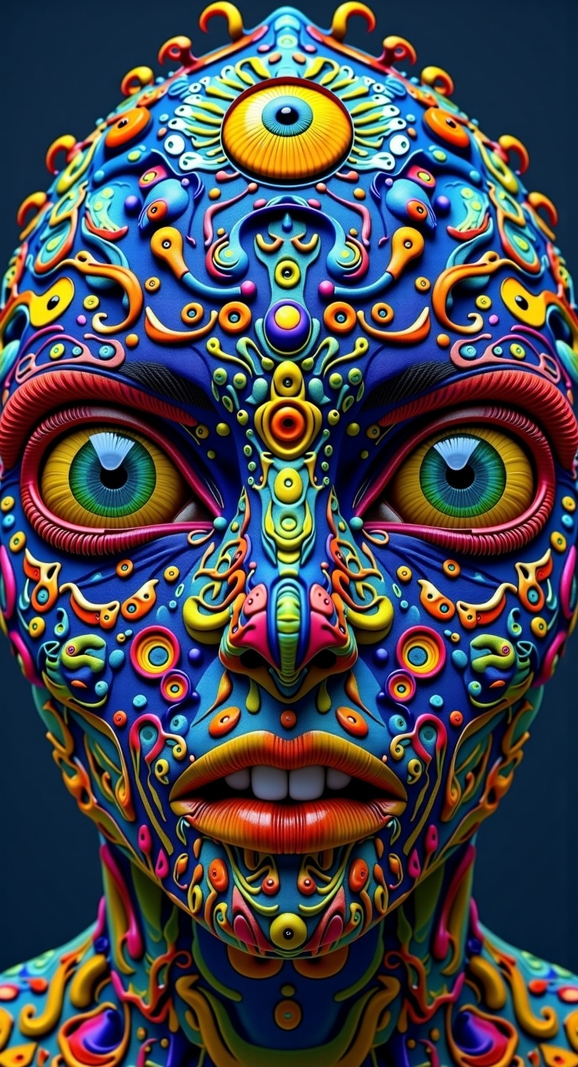 Prompt: Create an extremely hyper-realistic, ultra super textural, weird, trippy, surreal, psychedelic eyes/teeth/mouth pattern/design based on Mandelbrot & “Op Art tiling” with lots of human eyes (crazy colorful compound psychedelic), rows of human teeth, human lips, and tongues. 

- **Colors**: determined by the properties and expressions of the elements (& their isotopes), minerals, and metals: opal, moonstone, Kunzite, selenite, rose quartz, Platinum (Pt)

**Shapes and forms**
- Mandelbrot 
- "Op Art tiling" 
-other shapes determined by the natural properties and expressions of the elements (& their isotopes), minerals, metals, and biological organisms: opal, moonstone, Kunzite, selenite, rose quartz,  Platinum (Pt)


- **Textures**: Derived from any/all elements (& their isotopes), minerals, metals, crystals, organic things mentioned in this prompt: opal, moonstone, Kunzite, selenite, rose quartz, Platinum (Pt)

**Composition and Layout**:
- a pattern/design based on the Op Art tiling & Mandelbrot 

**Lighting**:
- lots of bright light
- Iridescence
- Aventurescence
- Chatoyancy
- Asterism

**Detail and Atmosphere**:
- Extreme hyperrealistic sharp high detail high definition organic and mineral textures
- Psychedelic, weird, odd, surreal atmosphere
- Frozen in time

**Additional Elements**:
- extra rows of teeth, lips, many eyes, Op Art tiling, Mandelbrot, Iridescence