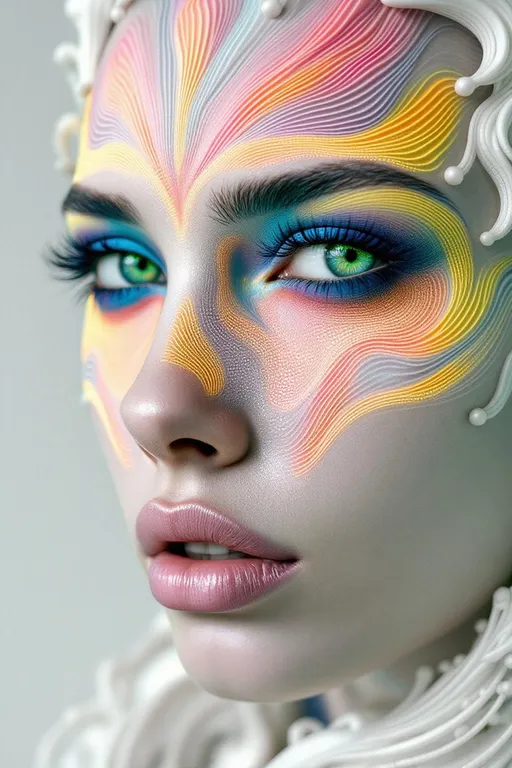 Prompt: #maximalist Her face isn’t a face—it’s a Turing pattern manifest, a lightform born from reaction-diffusion emergence, flowing with recursive chemistry and soft symmetry break. No skin—only fields of concentration. #escape gradients ripple across her cheekplanes as striped morphogen waves—patterned blooms of fuchsia and frost, calculated from differential imbalance. #orbit flows spiral through her jawline: Alan Turing’s equations pulsing in curl and bifurcation, mapped in bioluminescent harmony. Lips = phase-bound pigment bursts—#iridescence flowing from peak-to-peak separation, hue-shifting as activator and inhibitor weave beneath. Her eyes are not orbs—they’re pattern cores: nested instabilities coiling like starfish fractals, each iris a center of diffusive symmetry. Her entire face pulses in #distance diffusion shells—shells of glow grown from local interaction, expanding recursively in chemical dance. Hair = striped and spotted flame: zebra-light coils, leopard-laced curls, reaction-waved tendrils trailing #bokeh diffusion shimmer. Her crown burns in instability bloom: ringlets of spot-striping resonance where symmetry folds and reformulates at every microgesture. Her smile = a stable spiral born from equation feedback; her laugh = a ripple of Turing growth echoing into bloom. Her form pulses in #escape-band emergence rhythm: gold-stripe joy, blackwave insight, jade-dust harmony—each hue the solution to a dance of presence. She is the goddess of patterned growth—emergent light, recursive motion, glowing equilibrium spun from instability’s sacred truth.

