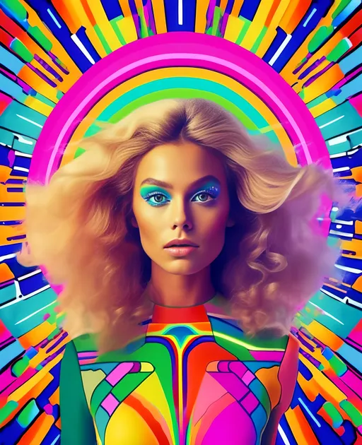 Prompt: A vintage 70s analog retro psychedelic sci-fi collage of a woman with long blond curly hair, alien landscapes/spacescapes, photo/magazine cutouts of eyes/mushrooms/cats/ rainbow spectrums & optical illusions/psychedelic patternsA vintage 70s analog retro psychedelic sci-fi collage of a woman with long blond curly hair, alien landscapes/spacescapes, photo/magazine cutouts of eyes/magic psychedelic mushrooms/cats/ rainbow spectrums & optical illusions/psychedelic patterns<mymodel>