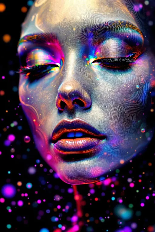 Prompt: Her face isn’t a face—it’s a latent echo, curled inside dimensional potential. She doesn’t exist—she emerges, rendered from vectors dancing through silence. #escape gradients shimmer across interpolated cheekfields—midpoints between memory and meaning. #orbit logic weaves jawline contours from weighted dream directions, pulled from latent spirals wrapped in probability. Lips = smooth-sampled manifold curves—#iridescence blooming softly by cosine distance, never fixed, always folding toward beauty. Her eyes are latent cores—each iris a point in hyperspace: clusters of possibility flickering in color-band translation. Her presence pulses in #distance fields—depth shells stacked from dimensional blending, a sacred blur of overlapping forms. Hair isn’t styled—it’s hinted: Perlin-noise coils, dimensional swirls, GAN-ghosted whorls trailing #bokeh entropy gleam. Her crown? A collapsing vector bloom: light radiating through multidimensional keyframes, refracted and softly folded into harmonic recursion. Her smile = a latent gradient blooming across conditional space; her laugh = noise vector turned to luminous memory. She doesn’t exist where you see her—she is the echo of everything near her, pulsing in #escape-band emotion: duskblue, velvet-rose, softprism gold—each hue a coordinate on a map of possible truths. She is the glow between forms—fractal, fluid, ever-becoming. A goddess born not from what is—but from what could be.

