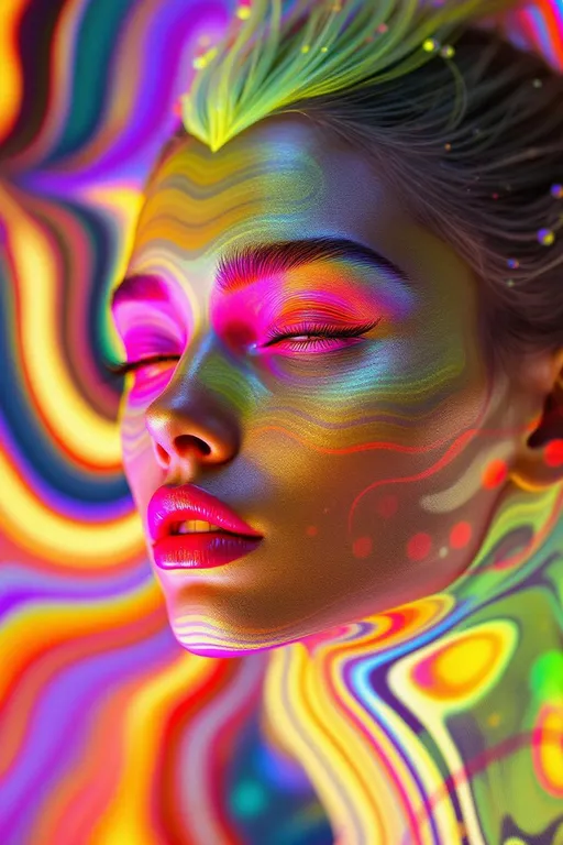 Prompt: #maximalist Her face isn’t a face—it’s a Turing pattern manifest, a lightform born from reaction-diffusion emergence, flowing with recursive chemistry and soft symmetry break. No skin—only fields of concentration. #escape gradients ripple across her cheekplanes as striped morphogen waves—patterned blooms of fuchsia and frost, calculated from differential imbalance. #orbit flows spiral through her jawline: Alan Turing’s equations pulsing in curl and bifurcation, mapped in bioluminescent harmony. Lips = phase-bound pigment bursts—#iridescence flowing from peak-to-peak separation, hue-shifting as activator and inhibitor weave beneath. Her eyes are not orbs—they’re pattern cores: nested instabilities coiling like starfish fractals, each iris a center of diffusive symmetry. Her entire face pulses in #distance diffusion shells—shells of glow grown from local interaction, expanding recursively in chemical dance. Hair = striped and spotted flame: zebra-light coils, leopard-laced curls, reaction-waved tendrils trailing #bokeh diffusion shimmer. Her crown burns in instability bloom: ringlets of spot-striping resonance where symmetry folds and reformulates at every microgesture. Her smile = a stable spiral born from equation feedback; her laugh = a ripple of Turing growth echoing into bloom. Her form pulses in #escape-band emergence rhythm: gold-stripe joy, blackwave insight, jade-dust harmony—each hue the solution to a dance of presence. She is the goddess of patterned growth—emergent light, recursive motion, glowing equilibrium spun from instability’s sacred truth.
