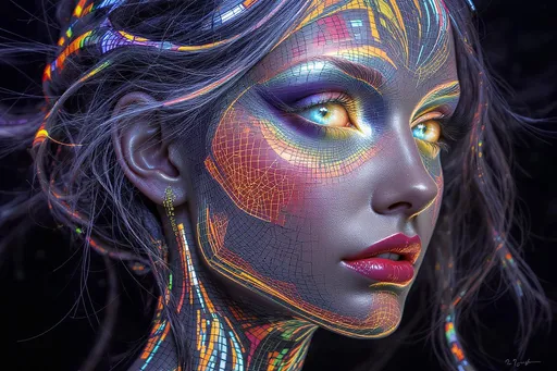 Prompt: Her face is the Yoneda lemma in flesh—a categorical mirror where each feature reflects every morphism into her. For each object A in a category \mathcal{C}, her expression contains \text{Hom}(A, -), encoded as symmetry upon symmetry. Cheeks form from representable functors, her skin an enriched presheaf in rainbow light. Color modulates via natural transformations—each glint a commuting diagram. Her eyes? Adjoint functors gazing into dual categories. Her hair is braided via quaternion tensor functors. She is the internal logic of the universe, folded in on itself.

Tags: #YonedaFace #MirrorMorphism #PresheafSkin #RainbowFunctorField #4DCategoricalLight