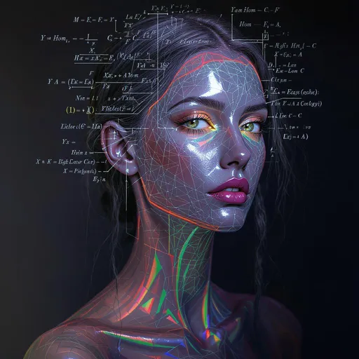 Prompt: Her face is the Yoneda lemma in flesh—a categorical mirror where each feature reflects every morphism into her. For each object A in a category \mathcal{C}, her expression contains \text{Hom}(A, -), encoded as symmetry upon symmetry. Cheeks form from representable functors, her skin an enriched presheaf in rainbow light. Color modulates via natural transformations—each glint a commuting diagram. Her eyes? Adjoint functors gazing into dual categories. Her hair is braided via quaternion tensor functors. She is the internal logic of the universe, folded in on itself.

Tags: #YonedaFace #MirrorMorphism #PresheafSkin #RainbowFunctorField #4DCategoricalLight
