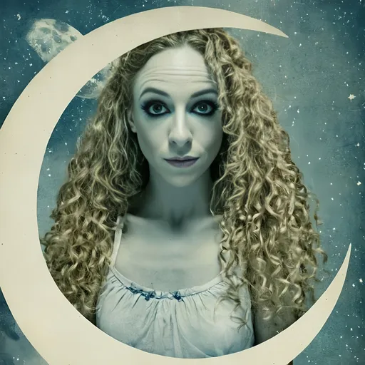 Prompt: Vintage Cyanotype print of a alien girl on the moon, long curly blond hair,  detailed silhouette, vintage artistic style, cool tones, subtle moonlight, high quality, cyanotype print, vintage, detailed silhouette, moon, girl, subtle lighting, cool tones