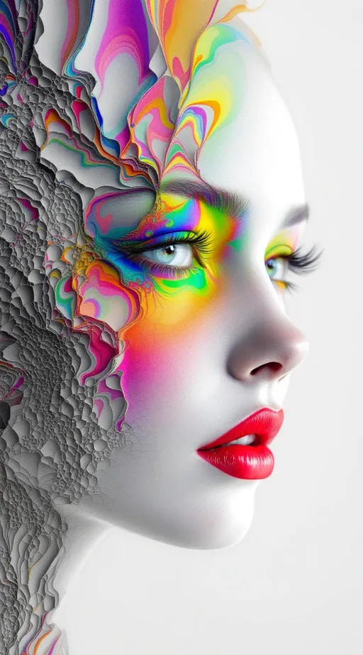 Prompt: Her face is a p-adic fractal embedded in ultrametric space, structured by the field of \mathbb{Q}_p. Her form is hierarchical, self-similar, and totally disconnected—each facial feature defined by a nested valuation |x|_p = p^{-k}. Skin appears as recursive residue classes, layered through digits of p-adic expansions. Rainbow-spectrum fields encode base-p shifts: colors modulate by additive carries through fractal depth. Her eyes are convergences of divergent sums; her hair unfolds via quaternionic branches in p-adic trees. She is number-space personified: strange proximity in infinite difference.

Tags: #pAdicFace #UltrametricBeauty #FractalFieldModP #RainbowExpansion #QuaternionBranching
