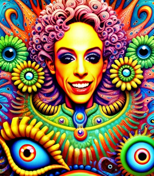 Prompt: Ultra hyperrealistic trippy psychedelic scene in the style of Google's DeepDream. Utilize techniques such as convolutional neural networks (CNNs) and layer visualization to enhance and amplify patterns within the image. The resulting artwork should have a surreal, psychedelic appearance with intricate, dreamlike details. Emphasize features like eyes, faces, and fractal patterns. The colors should be vibrant and saturated, with a hallucinogenic, kaleidoscopic feel. Incorporate elements of pareidolia, where the AI recognizes and exaggerates familiar shapes and objects within the abstract patterns. The overall effect should be reminiscent of a digital LSD trip, with a mesmerizing, otherworldly aesthetic."

**Keywords:**

- DeepDream
- Convolutional Neural Networks (CNNs)
- Layer Visualization
- Pattern Enhancement
- Surreal
- Psychedelic
- Intricate Details
- Dreamlike
- Eyes
- Faces
- Fractal Patterns
- Vibrant Colors
- Saturated Colors
- Hallucinogenic
- Kaleidoscopic
- Pareidolia
- Digital LSD Trip
- Otherworldly Aesthetic
