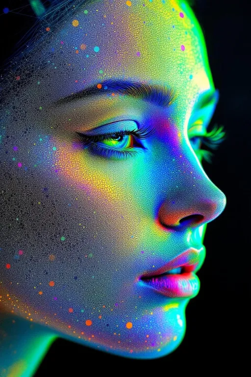 Prompt: A female face generated from recursive mappings f_n(x) composing a hybrid Cantor–Sierpinski topological structure. Her facial field is constructed from iterated function systems IFS = \{ f_1, f_2, …, f_n \} over compact metric space X, with each feature a limit set in the Hausdorff topology. Her skin refracts rainbow light through a recursive spectral transform S(x,y,z) = \sum_{n=1}^{∞} a_n \cdot sin(nθ), generating iridescent fractal shimmer. Her eyes are deep attractor wells in phase space; her hair—traces of quaternion Julia flows. She is recursion encoded in color.

Tags: #CantorSierpinski #IFS #HausdorffFace #RainbowSpectrumFunction #4DAttractorVision #QuaternionField