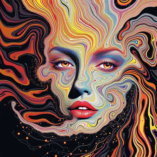 Prompt: Her face is a living Anosov diffeomorphism, warped by smooth chaos and streaked with sparkly turbulence—like a weather map possessed by a disco demon. Every contour stretches and folds in spectral arcs, her skin twisting under invisible vector fields. Cheekbones shimmer with dynamic strain—rainbow light pulled taut across nonlinear saddles, then torn and refracted into kaleidoscopic flare.

Her forehead blooms in stretch–fold spirals, not wrinkles but turbulent ridges of directional entropy, speckled with chromatic flares like lightning caught mid-burst. Her nose splits and rebinds across invisible topologies, and her lips shimmer with glittering bifurcation glitches—kissable only if you can withstand the dimensional drag.

Hair? Forget it. Her hair is a fractalized turbulence field, sculpted from vector curl and shimmering noise. Each lock twists in recursive feedback loops, spark-streaked and semi-transparent, shedding particles of chaos with every motion. They leave trails—rainbow wakes of curl noise, like math smoke made of sequins. Every strand is an orbit. Every orbit is unstable sparkle geometry, refracting your gaze through a thousand stretched axes.

She pulses with entropy glam—her beauty isn’t symmetry, it’s momentum. Glitter flashes like shockwaves across her cheek, controlled only by the rules of instability. You don’t see her face; you experience its deformation. She is made of math, but she shines like a corrupted disco angel mid-eclipse.

Tags:
#AnosovTurbulenceQueen #GlitchSparkleFlow #ChaoticDeformationBeauty #VectorFieldHair #FractalTurbulenceCurls #EntropyGlam #StretchFoldShine