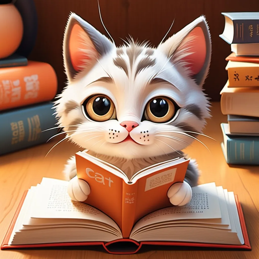 Prompt: cartoon 
cat
book