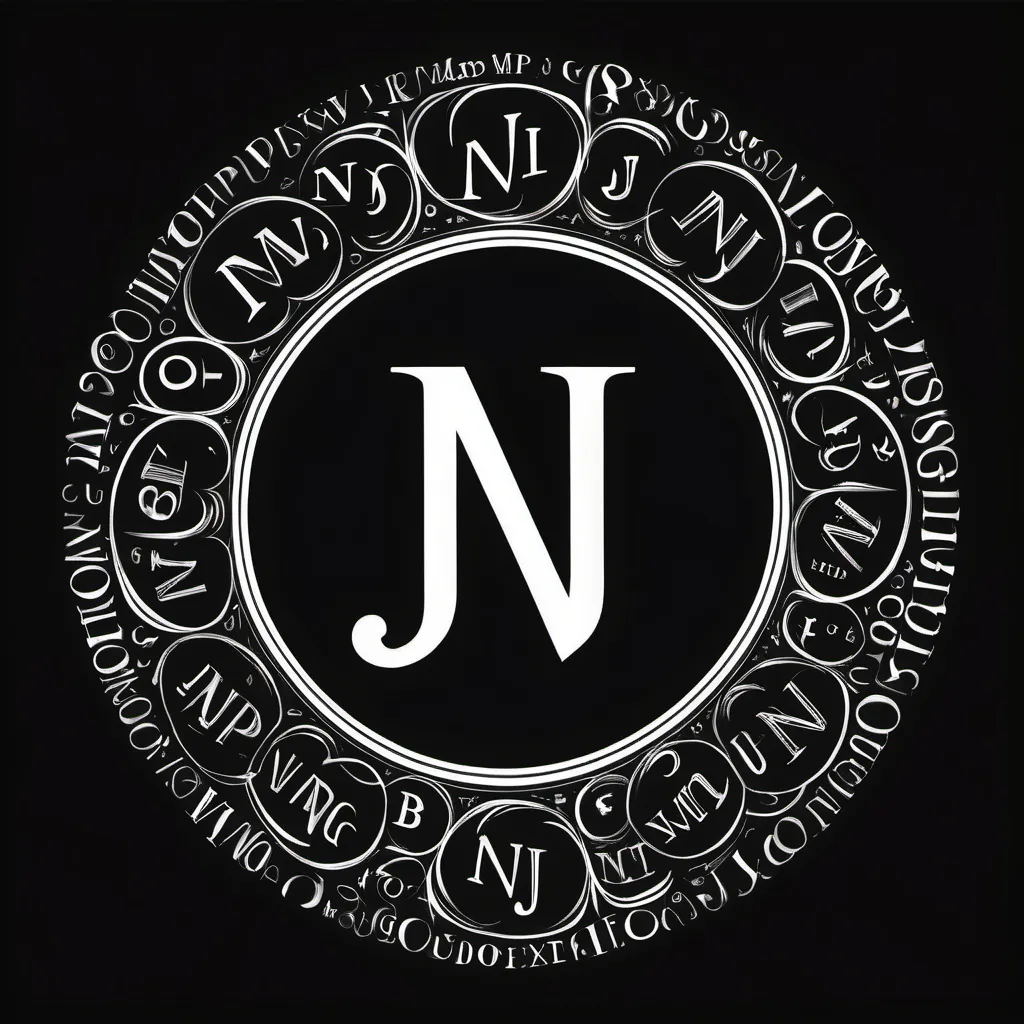 Prompt: Content: J.N

J.N is my initials.
Make my designer mark with this arrangement. Black background. Centered text. and the texts are big

there's no any fancy decoration or something. just draw a simple big circle and the whole texts are in the circle.