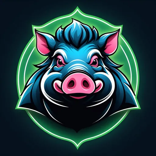 Prompt: Luminous Hog Fantasy Football Logo