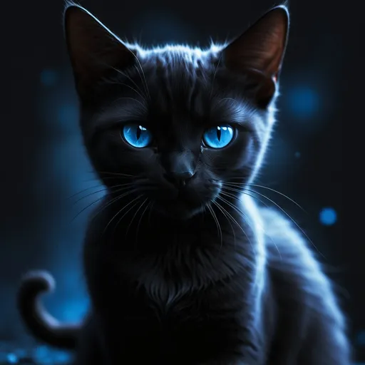 Prompt: black cat whit blue 